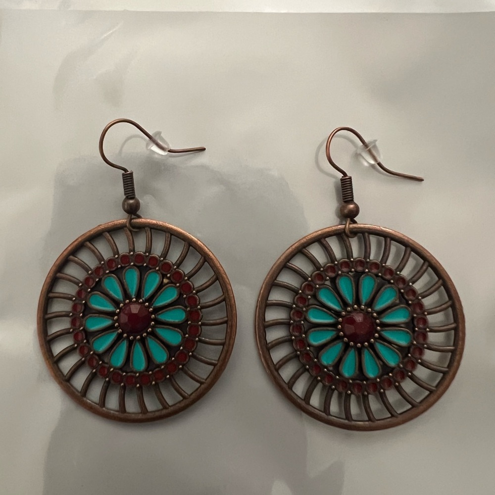 Rose Gold Look Circular Earrings